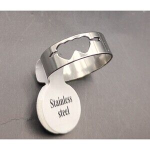 Women's Silver Heart And Arrow Stainless Steel Ring Band U.S Size 9.5